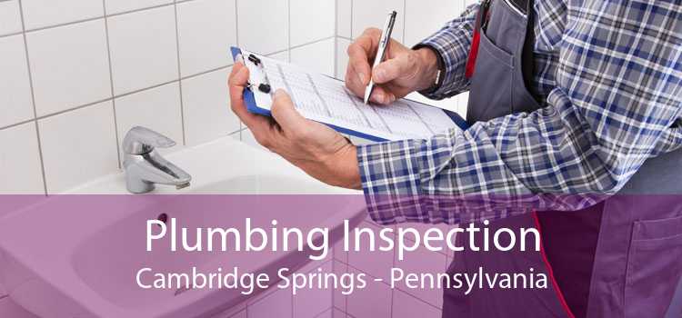 Plumbing Inspection Cambridge Springs - Pennsylvania
